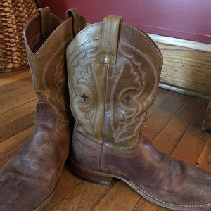 Vintage Mens Brown Leather Cowboy Boots Sz 9